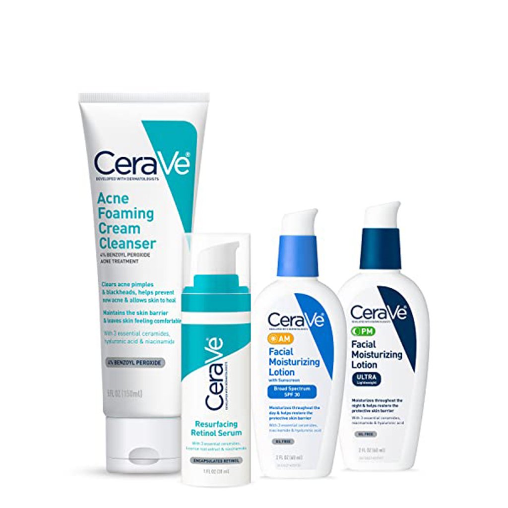 Skin Care Set for Acne Treatment + 1oz Serum + 2oz AM Lotion + 2oz PM Lotion