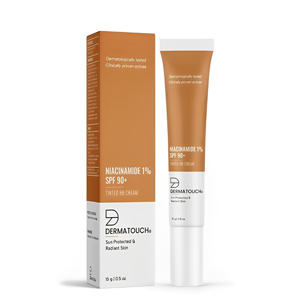 DERMATOUCH Niacinamide 1% SPF 90+ PA+++ Tinted BB Cream For Sun Protected & Radiant Skin UVA-UVB Protection Suitable to All Skin Types For both Men & Women 15 g